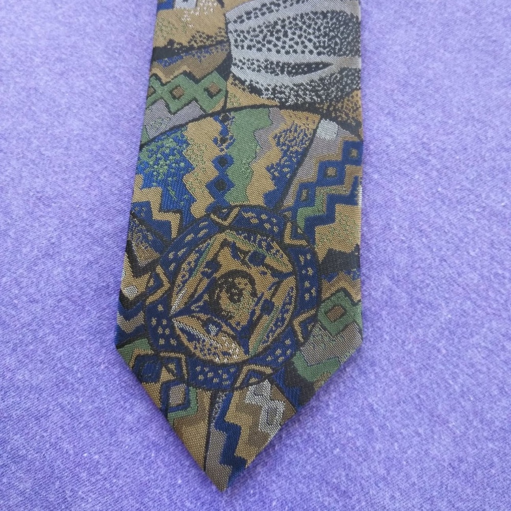 Multi-Color Abstract Print Design Necktie - Picture 3 of 5